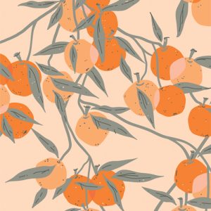 Fruit Laden Branches fabric from Tangerine by AGF Studio for Art Gallery Fabrics