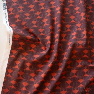 Chickadee End Papers Chocolate Cherry, Charley Harper End Papers Basics from Birch Organic Fabrics