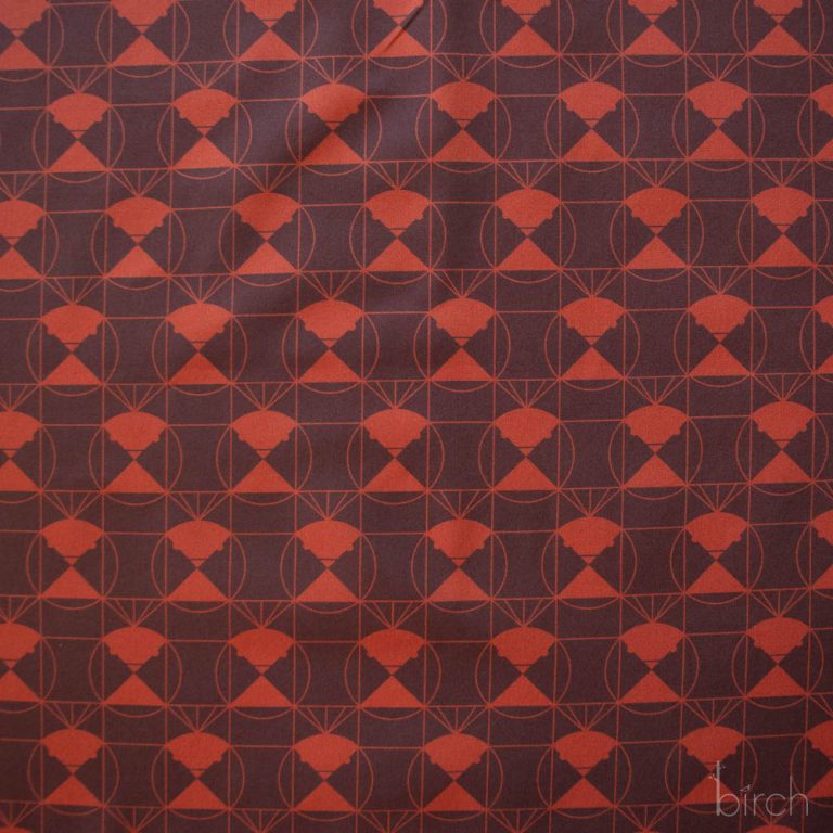 Chickadee End Papers Chocolate Cherry, Charley Harper End Papers Basics from Birch Organic Fabrics
