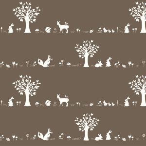Forest Friends Brown, Story Boek Drie by JayCyn Designs for Birch Organic Fabrics