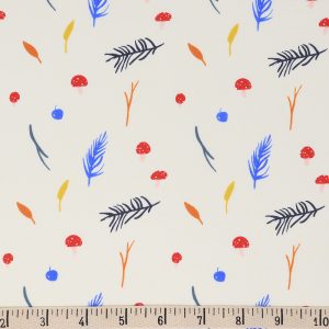 Mushrooms, Whistle by Jenny Ronen for Birch Organic Fabrics, Limited Yardage