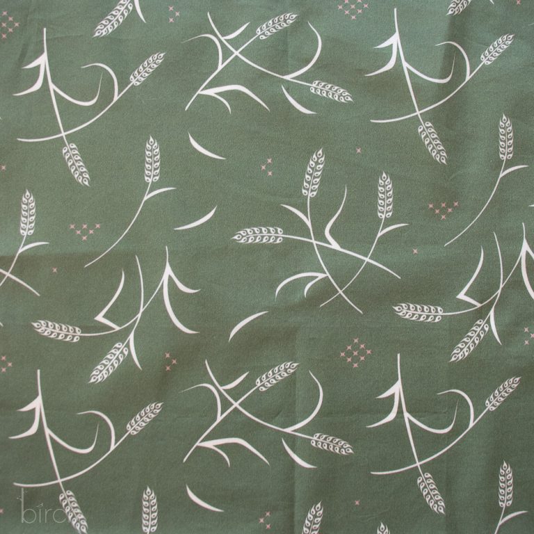 Tossed Wheat Green, Tall Tales Vol. 2 by Arleen Serge for Birch Organic Fabrics