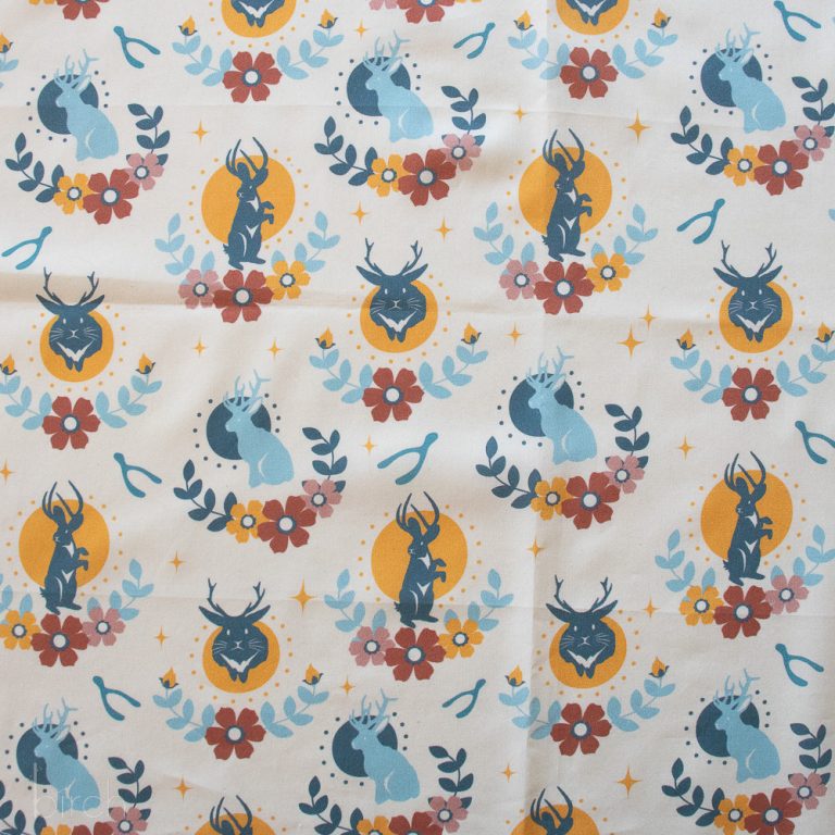 Jackalope Vintage Cream, Tall Tales Vol. 2 by Arleen Serge for Birch Organic Fabrics