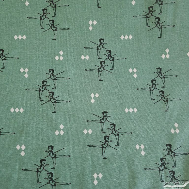 Arabesque Mint Interlock Knit, Birch Fabrics Archives
