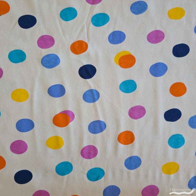 Dots Bright Multi Interlock Knit, Birch Fabrics Archives
