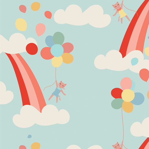 Meow in the Clouds Flannel, Purr Parade by AGF Studio for Art Gallery Fabrics