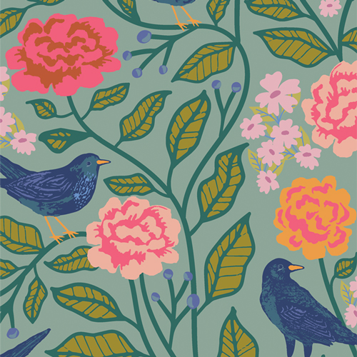 Blackbird Aviary, Starling by Maureen Cracknell for Art Gallery Fabrics
