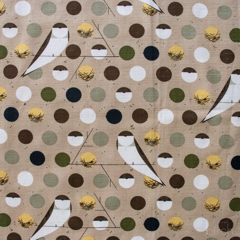PRE-ORDER NOW, Bank Swallow Brown Barkcloth, Charley Harper Iconic Vol. 2 for Birch Organic Fabrics