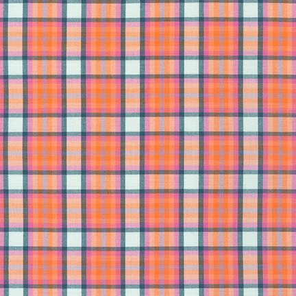 Nook Plaid Salmon | Kitchen Window Wovens by Elizabeth Hartman for Robert Kaufman – Quilting Cotton Fabric