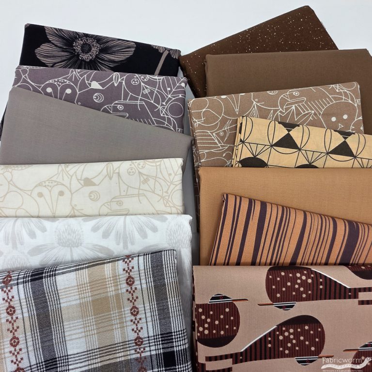 Neutral Earth Fabricworm Custom Bundle – Coordinated Browns & Creams Quilting Cotton