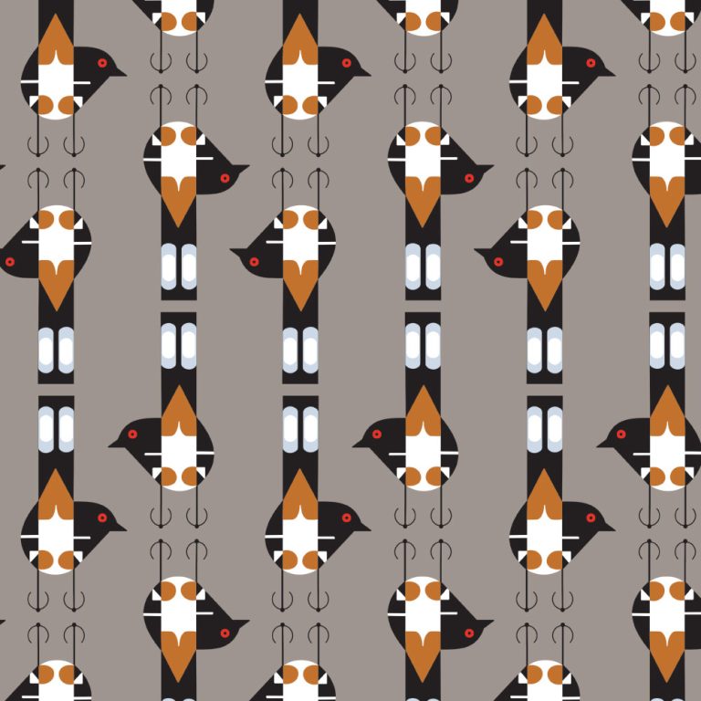 Spotted Tail Blackbird Shroom, Charley Harper Woodland Wonder for Birch Organic Fabrics