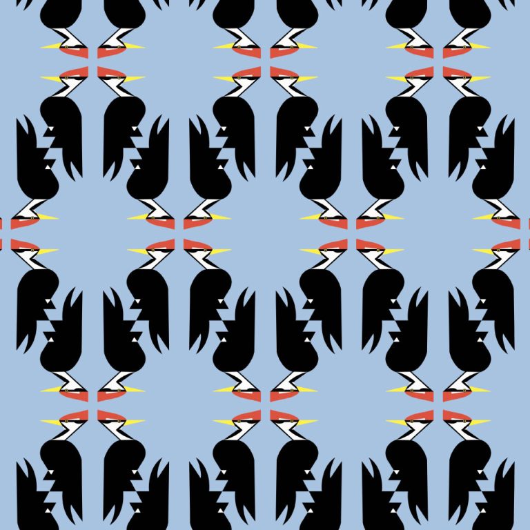 Woodpeckers Blue, Charley Harper Woodland Wonder for Birch Organic Fabrics