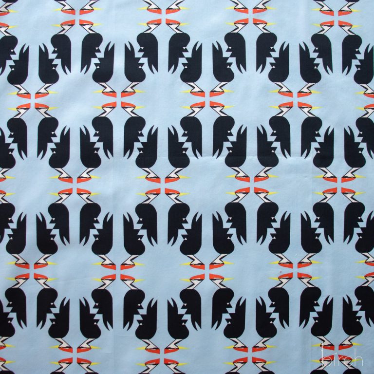Woodpeckers Blue, Charley Harper Woodland Wonder for Birch Organic Fabrics